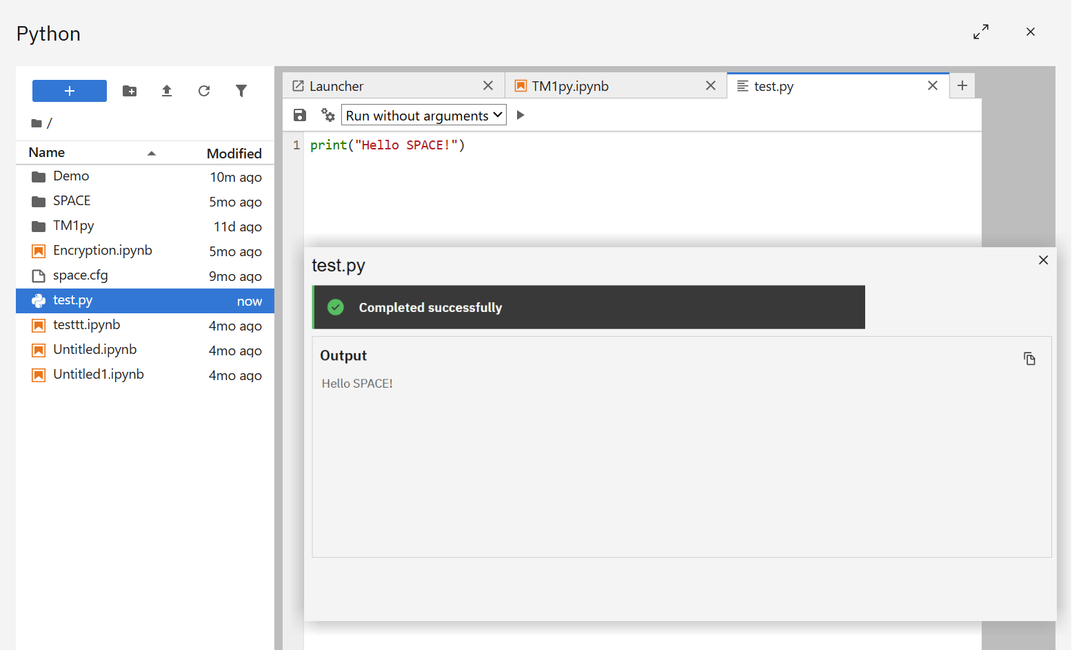Script run and output