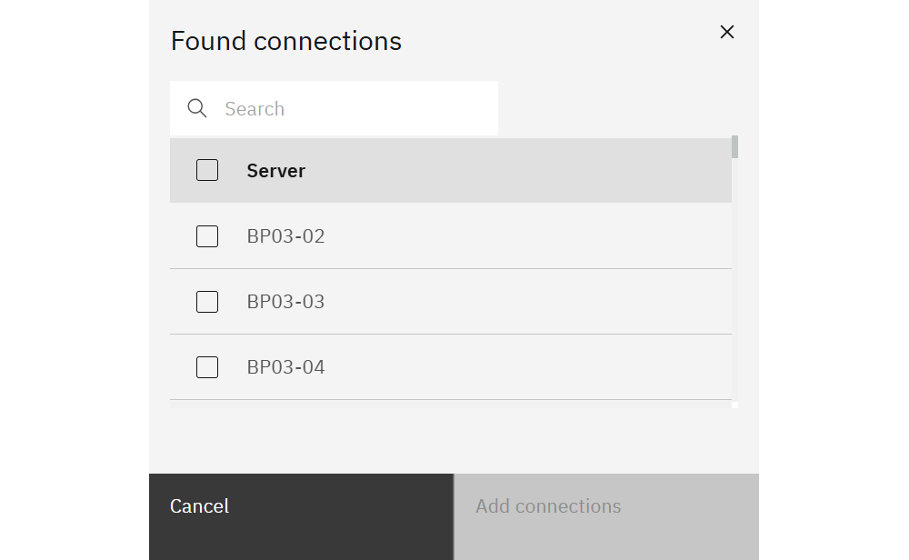 Found connections modal