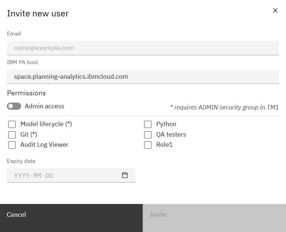 Invite user modal