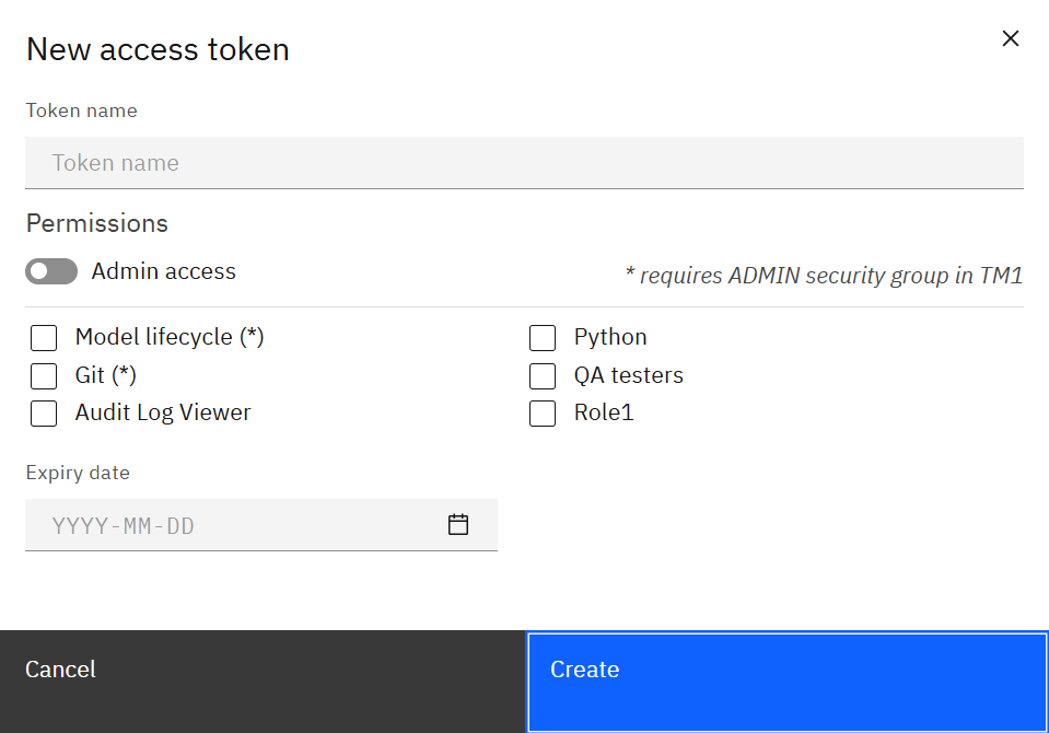 Create access token modal