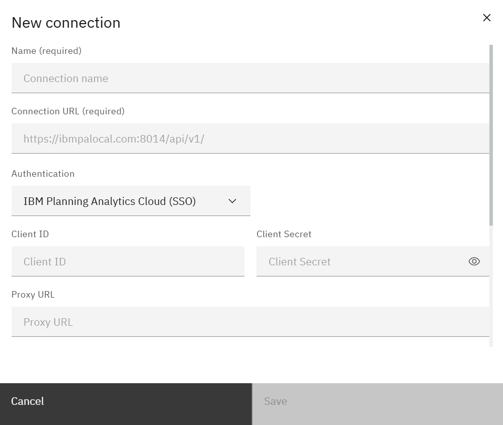 New connection modal